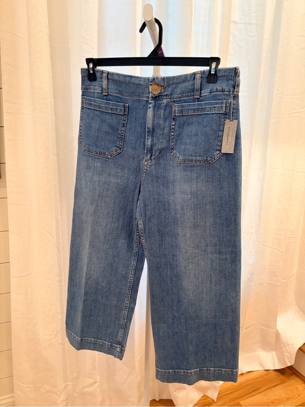 ANTHROPOLOGIE NWT MAEVE THE COLETTE SIZE 31 PETITE JEANS WIDE LEG CROPPED